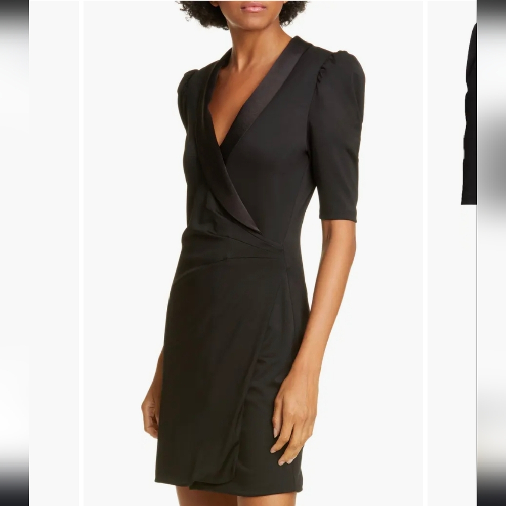 Alice + Olivia Black Mini Wrap Dress